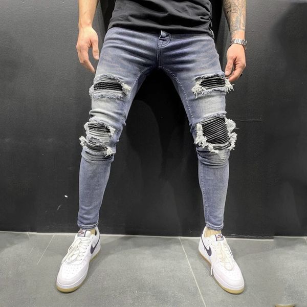 autumn and winter 2021 new men's slim fit pleated patch hole color european jeans, Blue
autumn and winter 2021 new men's slim fit pleated patch hole color european jeans, Blue