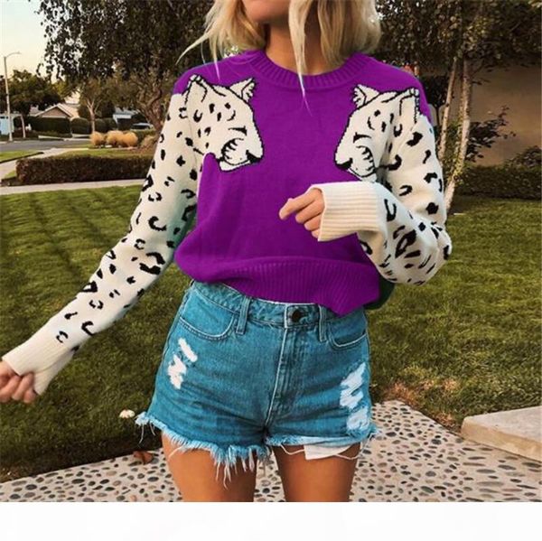 o neck long sleeve womens sweaters wool winter ladies clothes women designer sweater colorful leopard print, White;black
o neck long sleeve womens sweaters wool winter ladies clothes women designer sweater colorful leopard print, White;black