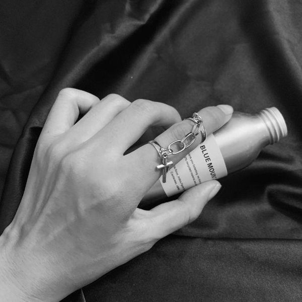 women silver color plated retro punk cross ring finger chain resizable stainless steel rings jewelry gift for men ring bbybkl, Black;white
women silver color plated retro punk cross ring finger chain resizable stainless steel rings jewelry gift for men ring bbybkl, Black;white