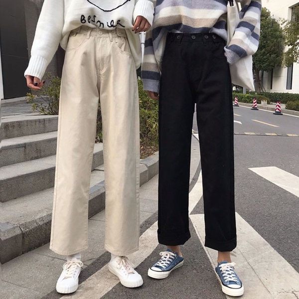 2021 korean women retro wide leg jeans straight white black pink trouser high waist mom jeans plus size streetwear denim pants, Blue
2021 korean women retro wide leg jeans straight white black pink trouser high waist mom jeans plus size streetwear denim pants, Blue