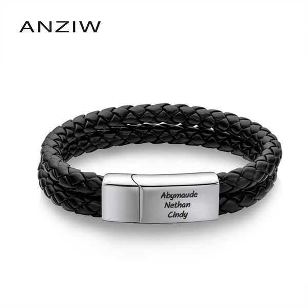 anziw engrave name black braid woven leather bracelet bracelet men bangle men jewelry vintage gift men diy jewelry 201211
anziw engrave name black braid woven leather bracelet bracelet men bangle men jewelry vintage gift men diy jewelry 201211