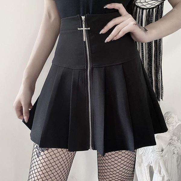jiezuofang black high waist pleated skirts women harajuku streetwear 2020 summer cross zipper gothic punk skirts female bottom1
jiezuofang black high waist pleated skirts women harajuku streetwear 2020 summer cross zipper gothic punk skirts female bottom1