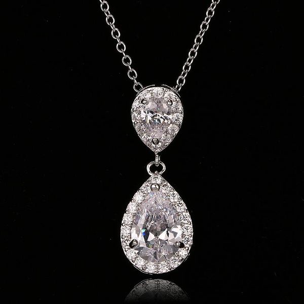 emmaya new fashion zircon necklaces & dazzling double water drop shaped pendant necklace for women wedding party, Silver
emmaya new fashion zircon necklaces & dazzling double water drop shaped pendant necklace for women wedding party, Silver