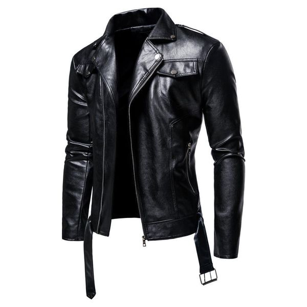 2020 new men's oblique zipper and lapel pu leather jacket youth fashion casual fashion motorcycle leather jacket, Black
2020 new men's oblique zipper and lapel pu leather jacket youth fashion casual fashion motorcycle leather jacket, Black