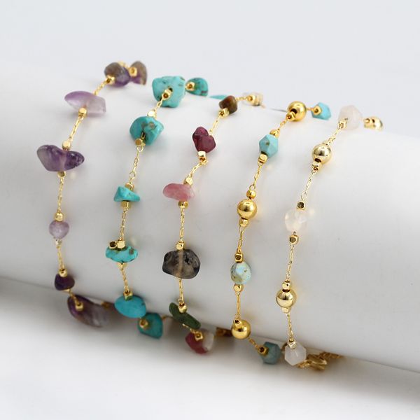 s2693 fashion jewelry cute gravel beaded bracelet women irregular stone chain bracelets, Golden;silver
s2693 fashion jewelry cute gravel beaded bracelet women irregular stone chain bracelets, Golden;silver