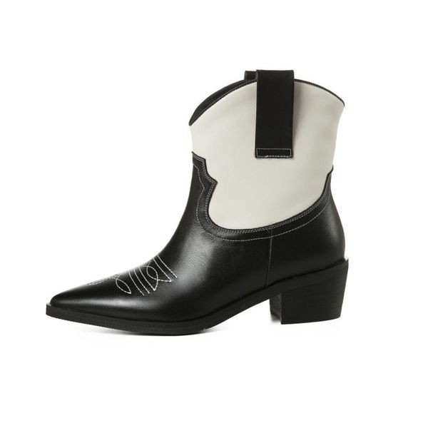 cow skin of retro patchwork ankle sewed embroidery wings clothes zapatos mixed colors slide on boots horseman robust heels vy9a, Black
cow skin of retro patchwork ankle sewed embroidery wings clothes zapatos mixed colors slide on boots horseman robust heels vy9a, Black
