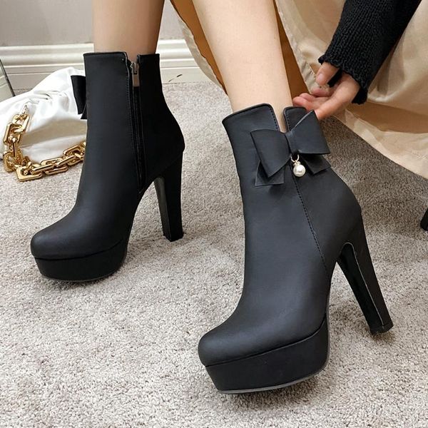 boots brand chic big size 47 high heels platform sweet bow tie ladies office ankle booties winter shoes women, Black
boots brand chic big size 47 high heels platform sweet bow tie ladies office ankle booties winter shoes women, Black