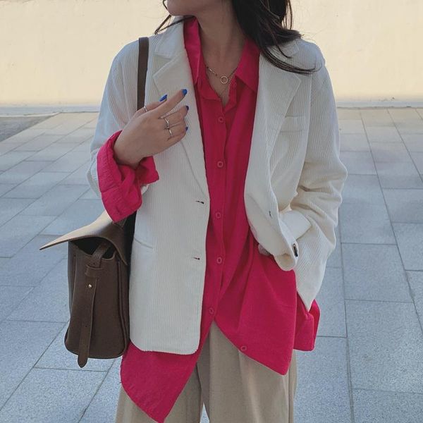 comelnotched vintage minimalist corduroy blazer jacket new autumn winter commuting formal women blazers loose suit coat, White;black
comelnotched vintage minimalist corduroy blazer jacket new autumn winter commuting formal women blazers loose suit coat, White;black