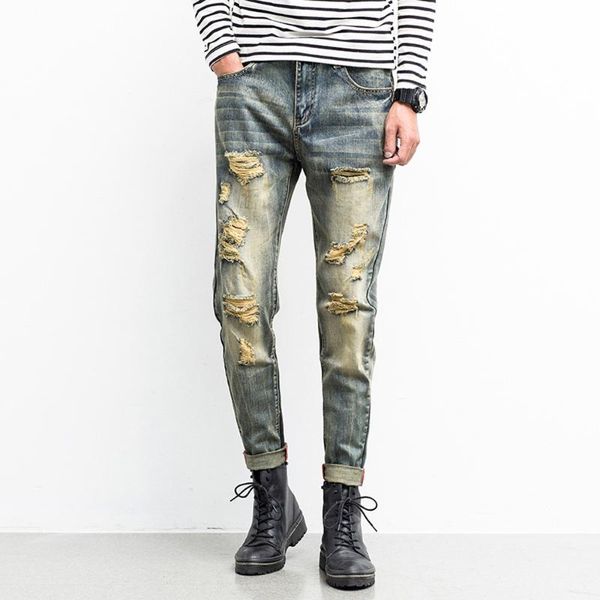 men cotton handsome slim hole zipper denim jeans solid skinny frayed pants distressed rip casual daliy trousers c0410, Blue
men cotton handsome slim hole zipper denim jeans solid skinny frayed pants distressed rip casual daliy trousers c0410, Blue