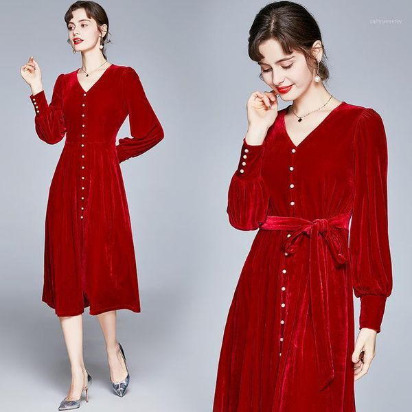 casual dresses vintage velvet dress v-neck women elegant red for autumn warm lantern sleeve soft solid1, Black;gray
casual dresses vintage velvet dress v-neck women elegant red for autumn warm lantern sleeve soft solid1, Black;gray