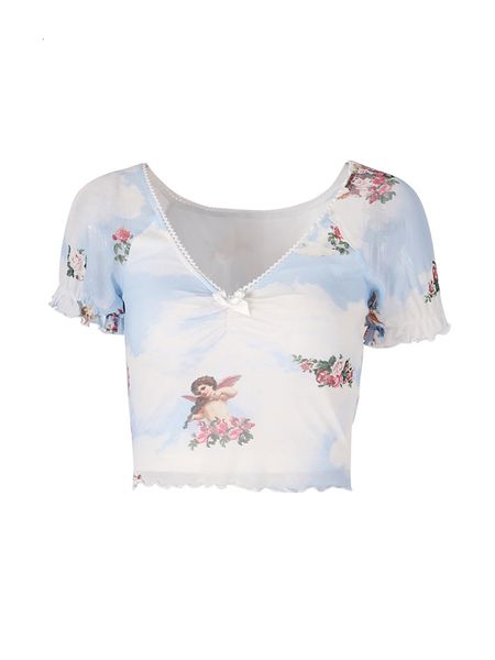 2021 new oil painting standard angel v-neck tight ruffled shirt short elastic all-match female ihdl, White
2021 new oil painting standard angel v-neck tight ruffled shirt short elastic all-match female ihdl, White