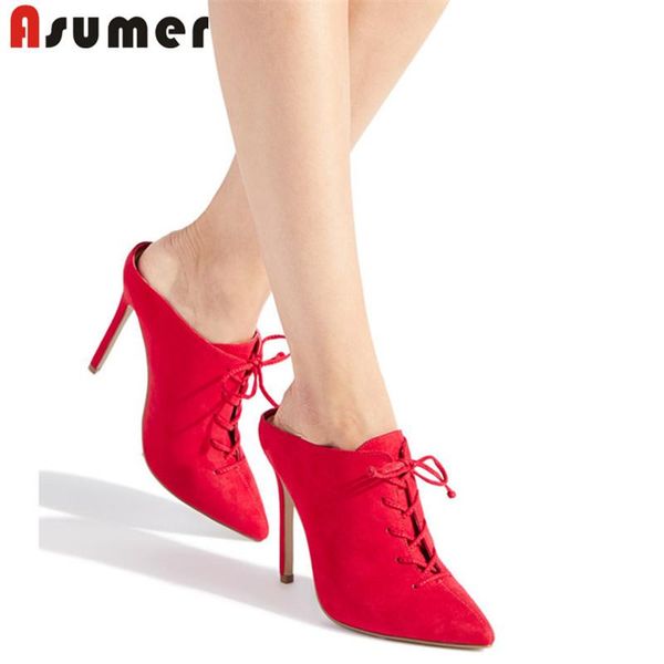 dress shoes asumer 2021 est women pumps flock pointed toe lace up thin heel summer party wedding woman mules, Black
dress shoes asumer 2021 est women pumps flock pointed toe lace up thin heel summer party wedding woman mules, Black