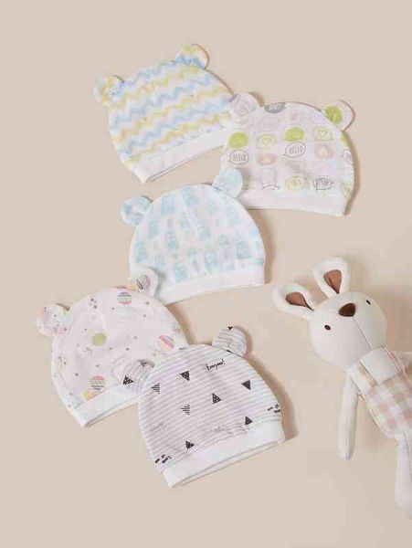 2pcs baby random pattern hat she, Yellow 
2pcs baby random pattern hat she, Yellow