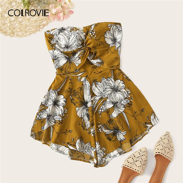 colrovie ginger floral print twist tie back tube boho romper women playsuit 2019 summer holiday strapless girly short jumpsuit t200704, Black;white
colrovie ginger floral print twist tie back tube boho romper women playsuit 2019 summer holiday strapless girly short jumpsuit t200704, Black;white