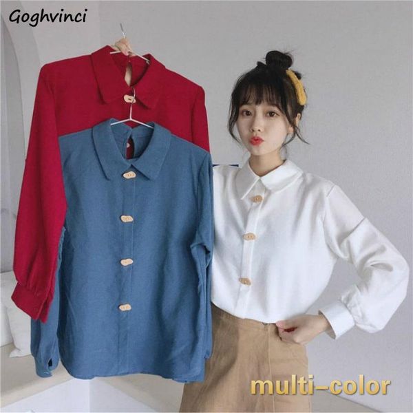 women's blouses & shirts women student lovely sweet solid female turn-down collar korean style all-match chic leisure loose school, White
women's blouses & shirts women student lovely sweet solid female turn-down collar korean style all-match chic leisure loose school, White