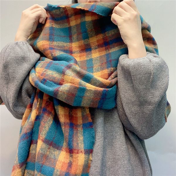 f06 autumn and winter dual purpose shawl net red color plaid cashmere scarf, Blue;gray
f06 autumn and winter dual purpose shawl net red color plaid cashmere scarf, Blue;gray
