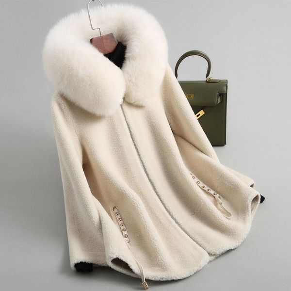 women's wool & blends 2021 women winter jacket sheep sheared coat faux fur collar female hooded casual warm overcoat high quality, Black
women's wool & blends 2021 women winter jacket sheep sheared coat faux fur collar female hooded casual warm overcoat high quality, Black