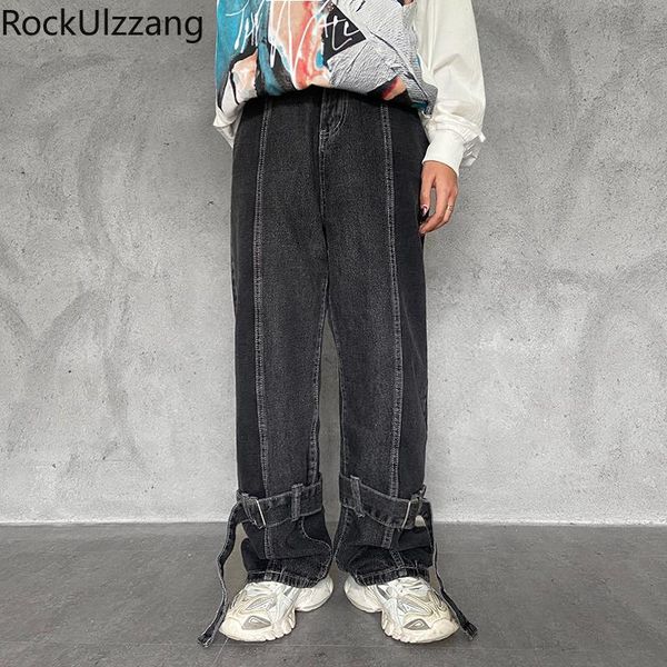 men's jeans leg ring ribbon strap washed black japanese streetwear men tracksuit fashion patchwork denim loose pant hip hop straight, Blue
men's jeans leg ring ribbon strap washed black japanese streetwear men tracksuit fashion patchwork denim loose pant hip hop straight, Blue