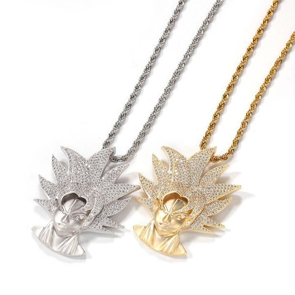 men's gold color zircon super saiyan hip hop necklace classic anime character pendant for men q1209, Bronze;silver
men's gold color zircon super saiyan hip hop necklace classic anime character pendant for men q1209, Bronze;silver