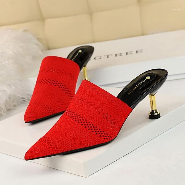 slippers knit mesh breathable high heels mules women 2021 summer shoes pointed toe thin fashion party ladies shoes1, Black
slippers knit mesh breathable high heels mules women 2021 summer shoes pointed toe thin fashion party ladies shoes1, Black