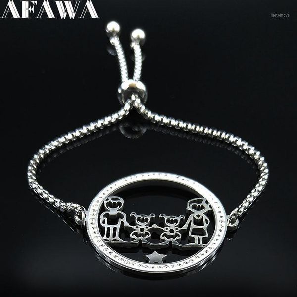 link, chain family dad mum two daughter crystal stainless steel bracelet for women silver color jewelry pulsera mujer b185181, Black
link, chain family dad mum two daughter crystal stainless steel bracelet for women silver color jewelry pulsera mujer b185181, Black