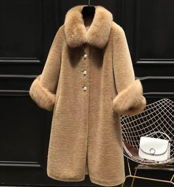 autumn and winter new faux fur coat women's mid-length faux fox fur collar faux sheep shearing particles loose large size women's, Black
autumn and winter new faux fur coat women's mid-length faux fox fur collar faux sheep shearing particles loose large size women's, Black