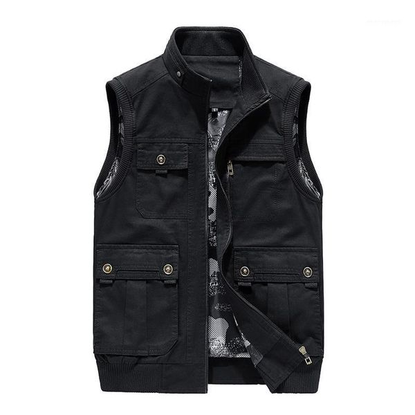 men's vests 2021 men's washed vest cotton casual multi-pocket tooling plus size waistcoat1, Black;white
men's vests 2021 men's washed vest cotton casual multi-pocket tooling plus size waistcoat1, Black;white