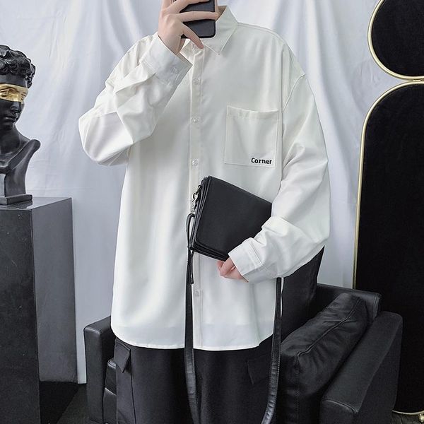 men's shirts spring 2020 slim solid single-breasted long-sleeved shirts loose casual fashion personalized youth men's wear, White;black
men's shirts spring 2020 slim solid single-breasted long-sleeved shirts loose casual fashion personalized youth men's wear, White;black