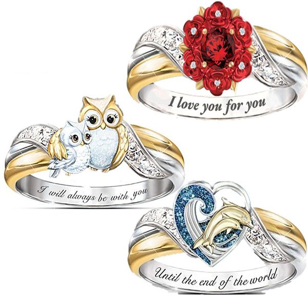 2021 new selling new arrival dolphin heart-shaped ring rose diamond ring parent-child owl ring trend fashion, Silver
2021 new selling new arrival dolphin heart-shaped ring rose diamond ring parent-child owl ring trend fashion, Silver