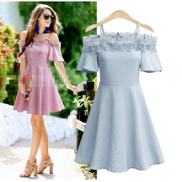 summer new one line neck slim dress large short sleeve off shoulder strap skirt fashion k185, Black;gray
summer new one line neck slim dress large short sleeve off shoulder strap skirt fashion k185, Black;gray