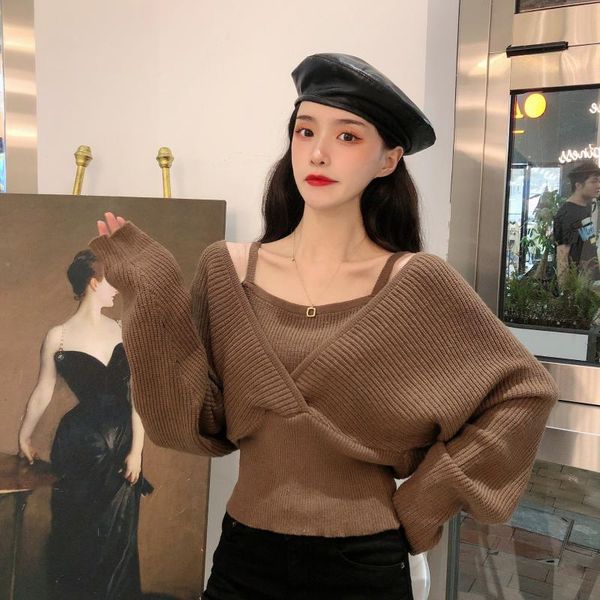 women's sweaters zoulv 2021 fashion v-neck fake two-piece long-sleeved knit sweater autumn all-match strapless pullover, White;black
women's sweaters zoulv 2021 fashion v-neck fake two-piece long-sleeved knit sweater autumn all-match strapless pullover, White;black
