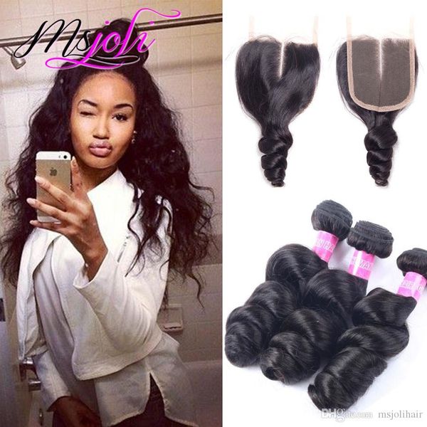 virgin human hair 100percent unprocessed indian weave unprocessed loose wave natural color 4x4 lace closure with three bundles from ms joli, Black;brown
virgin human hair 100percent unprocessed indian weave unprocessed loose wave natural color 4x4 lace closure with three bundles from ms joli, Black;brown