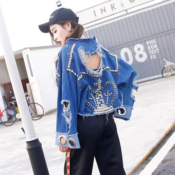 women's jackets trend-setter 2021 autumn ripped denim short jacket for women punk style rivet queen spring jean and coat loose streetwe, Black;brown
women's jackets trend-setter 2021 autumn ripped denim short jacket for women punk style rivet queen spring jean and coat loose streetwe, Black;brown