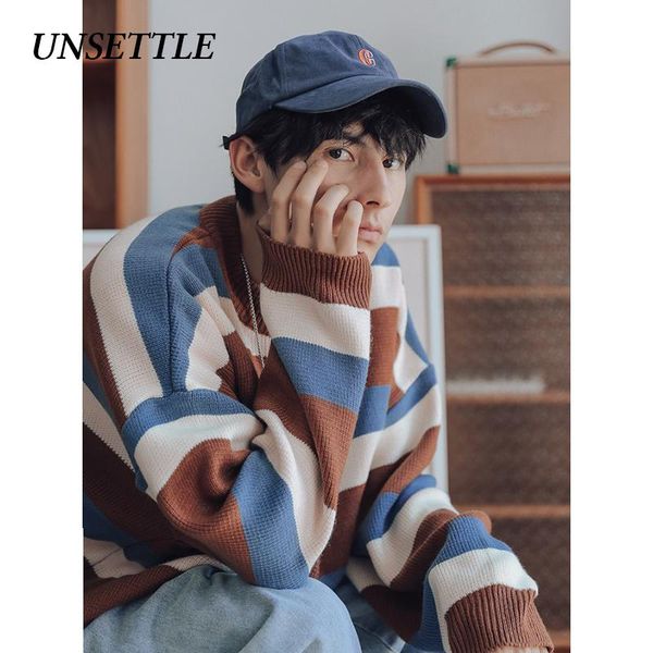 men's sweaters 2021 autumn/winter vintage men sweater stripe japanese harajuku hip hop streetwear pullover oversized women casual, White;black
men's sweaters 2021 autumn/winter vintage men sweater stripe japanese harajuku hip hop streetwear pullover oversized women casual, White;black