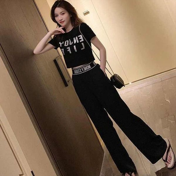 summer casual 2 piece set women t shirt harlan pants fashion white black trend tracksuit women student two piece outfits, Gray
summer casual 2 piece set women t shirt harlan pants fashion white black trend tracksuit women student two piece outfits, Gray