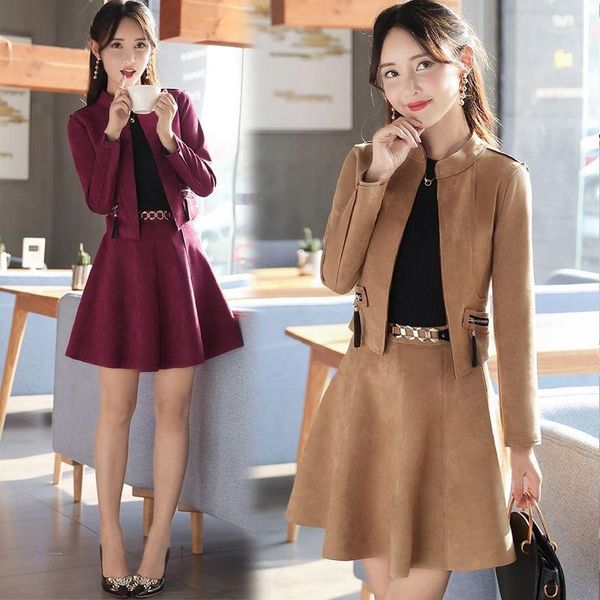 set women's fashion skirt slim jacket skirt long sleeve two-piece women's elegant suede dress 2018 autumn new1, Gray
set women's fashion skirt slim jacket skirt long sleeve two-piece women's elegant suede dress 2018 autumn new1, Gray