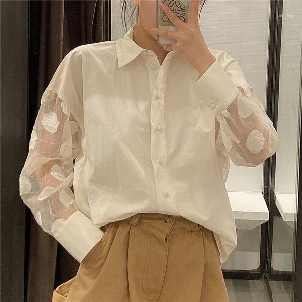 stylish patchwork polka dot blouses see through sleeve office wear female shirts blusas chic femininas, White
stylish patchwork polka dot blouses see through sleeve office wear female shirts blusas chic femininas, White