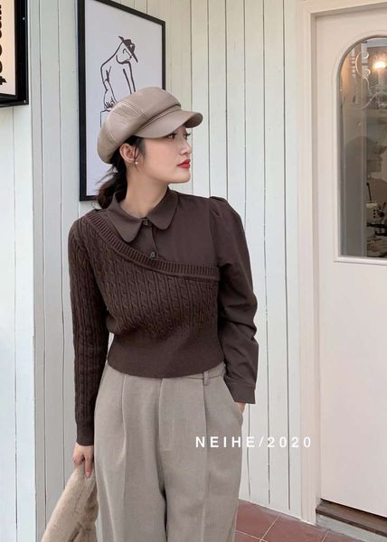 nehe women's clothing fall / winter 2020 neihe korean edition personalized dign stitching knitted polo collar short shirt, White
nehe women's clothing fall / winter 2020 neihe korean edition personalized dign stitching knitted polo collar short shirt, White
