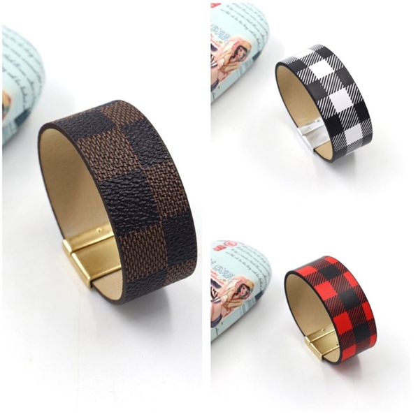 buffalo plaid pu leather bracelet women's black red checkered wrist band christmas girls black white plaids wristlet wide bangle dhl e1, Red;brown
buffalo plaid pu leather bracelet women's black red checkered wrist band christmas girls black white plaids wristlet wide bangle dhl e1, Red;brown
