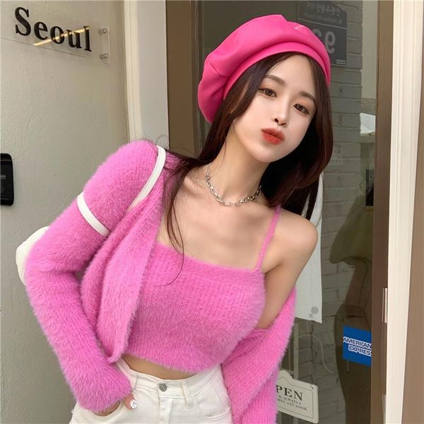 lucyever two piece set for women solid sleeveless vest woman pink mohair knit cardigan sweet slim crop 2 piece outfits, Gray
lucyever two piece set for women solid sleeveless vest woman pink mohair knit cardigan sweet slim crop 2 piece outfits, Gray