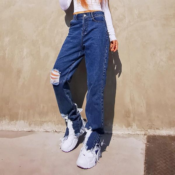 ripped jeans women's high waist slimming 2021 early spring new fashion casual street straight leg pants women, Blue
ripped jeans women's high waist slimming 2021 early spring new fashion casual street straight leg pants women, Blue