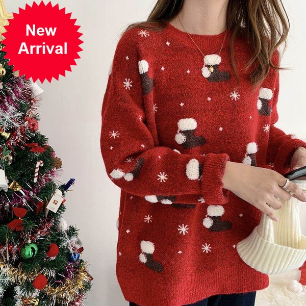 christmas sweater, knitted or crocheted from cartoon jacquard boots weave warm autumn the long female sleeve loose pullover harajuku, White;black
christmas sweater, knitted or crocheted from cartoon jacquard boots weave warm autumn the long female sleeve loose pullover harajuku, White;black