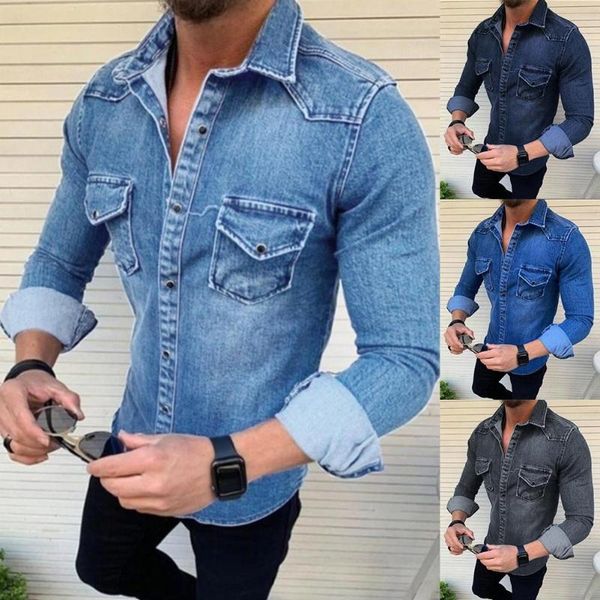 men's casual shirts denim shirt men long sleeve turn down collar for autumn slim button with pockets camisa masculina, White;black
men's casual shirts denim shirt men long sleeve turn down collar for autumn slim button with pockets camisa masculina, White;black