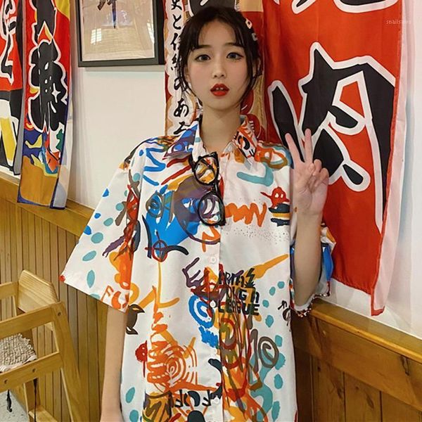 women hip-hop shirts vintage beach style harajuku streetwear turn-down collar ladies summer loose blouses1, White
women hip-hop shirts vintage beach style harajuku streetwear turn-down collar ladies summer loose blouses1, White