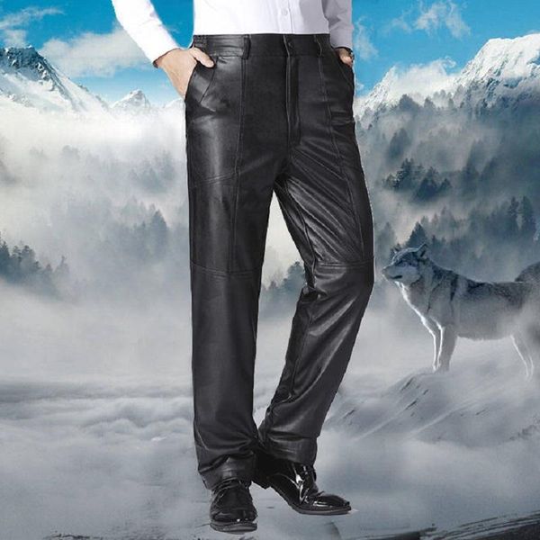 men's pants winter fleece inside thick warm trousers faux leather pant waterproof cold-resistant imitation cashmere, Black
men's pants winter fleece inside thick warm trousers faux leather pant waterproof cold-resistant imitation cashmere, Black