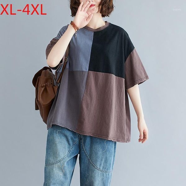 plus size t-shirt women clothing summer cotton casual loose vintage basic lady tees shirts oversize solid patchwork s31641, White
plus size t-shirt women clothing summer cotton casual loose vintage basic lady tees shirts oversize solid patchwork s31641, White