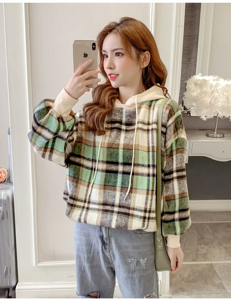 casual loose womens fashion colorblock pliad cotton drawstring sweathsirt girl short thick check pullovers with hoodie pzea, Black
casual loose womens fashion colorblock pliad cotton drawstring sweathsirt girl short thick check pullovers with hoodie pzea, Black