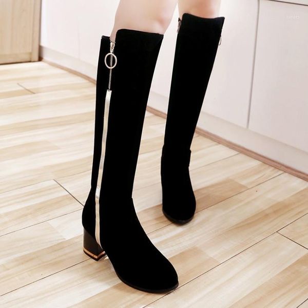 boots pxelena retro black knee high square heels women flock riding round toe bordered comfort shoes 1
boots pxelena retro black knee high square heels women flock riding round toe bordered comfort shoes 1