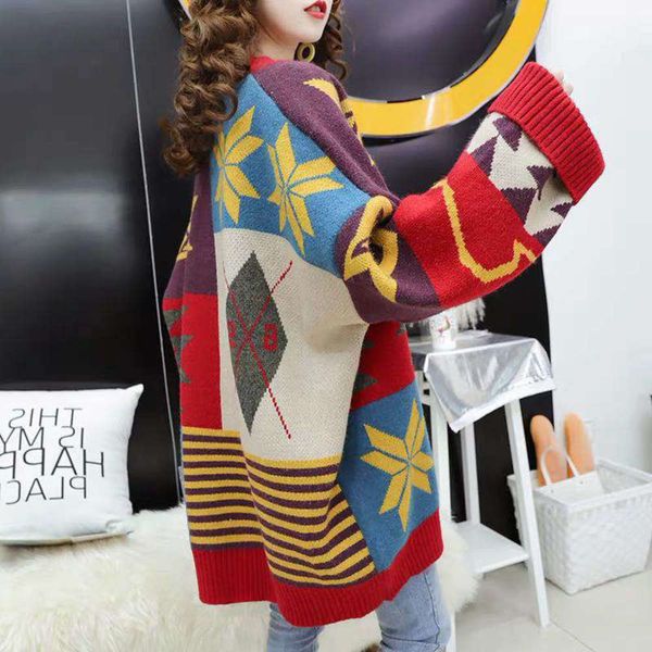 2020 korean loose net red thick coat new knitted cardigan lazy wind autumn winter sweater print women, White;black
2020 korean loose net red thick coat new knitted cardigan lazy wind autumn winter sweater print women, White;black