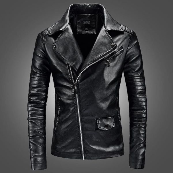 leather jacket men casual 2020 autumn fashion design motorcycle biker pu jacket male slim fit zipper turndown collar coat hx576, Black
leather jacket men casual 2020 autumn fashion design motorcycle biker pu jacket male slim fit zipper turndown collar coat hx576, Black